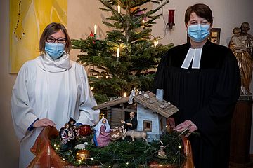 Marion Hofmeister (links) und ihre evangelische Kollegin Pfarrerin Ulrike Fries-Wagner