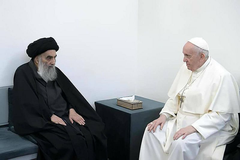 Der schiitische Großajatollah Ali al-Sistani und Papst Franziskus
