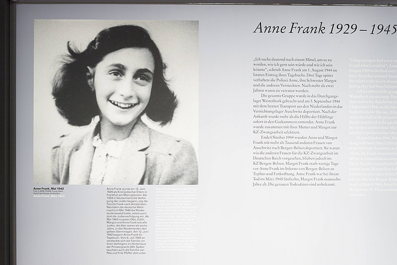 Gedenktafel über Anne Frank