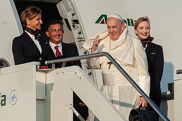 Papst Franziskus vor seinem Flug in die mosambikanische Hauptstadt Maputo