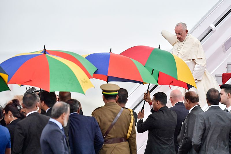 Papst Franziskus bei der Ankunft in Mauritius, dem letzten Stop seiner Südostafrikareise.