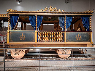 Eisenbahnwaggon der Eisenbahn von Papst Pius IX. am 3. Februar 2024 im Museum 
